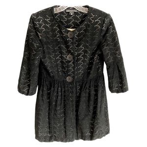 Credibility by Sheri Drobnick Long Black Blazer Jacket 100% Cotton Size 8